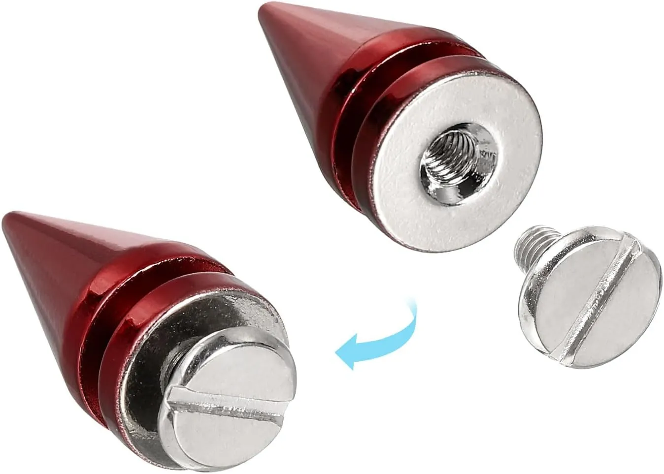 uxcell 16Pcs Cone Spike Stud Rivet, 10x20mm Screw Back Tree Studs and Spikes for Leather Craft, Clothing, Shoes, Belts, Bags (Bright Red)