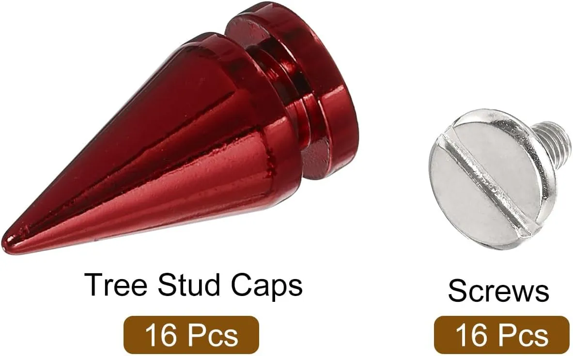uxcell 16Pcs Cone Spike Stud Rivet, 10x20mm Screw Back Tree Studs and Spikes for Leather Craft, Clothing, Shoes, Belts, Bags (Bright Red)