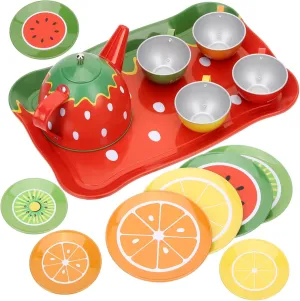 Vaguelly 1set Tin Girl Play Kitchen Accessories Adorable Imitation Tea Party Toys Includes Cups Saucers Plates for Role-Playing and Cosplay Fun