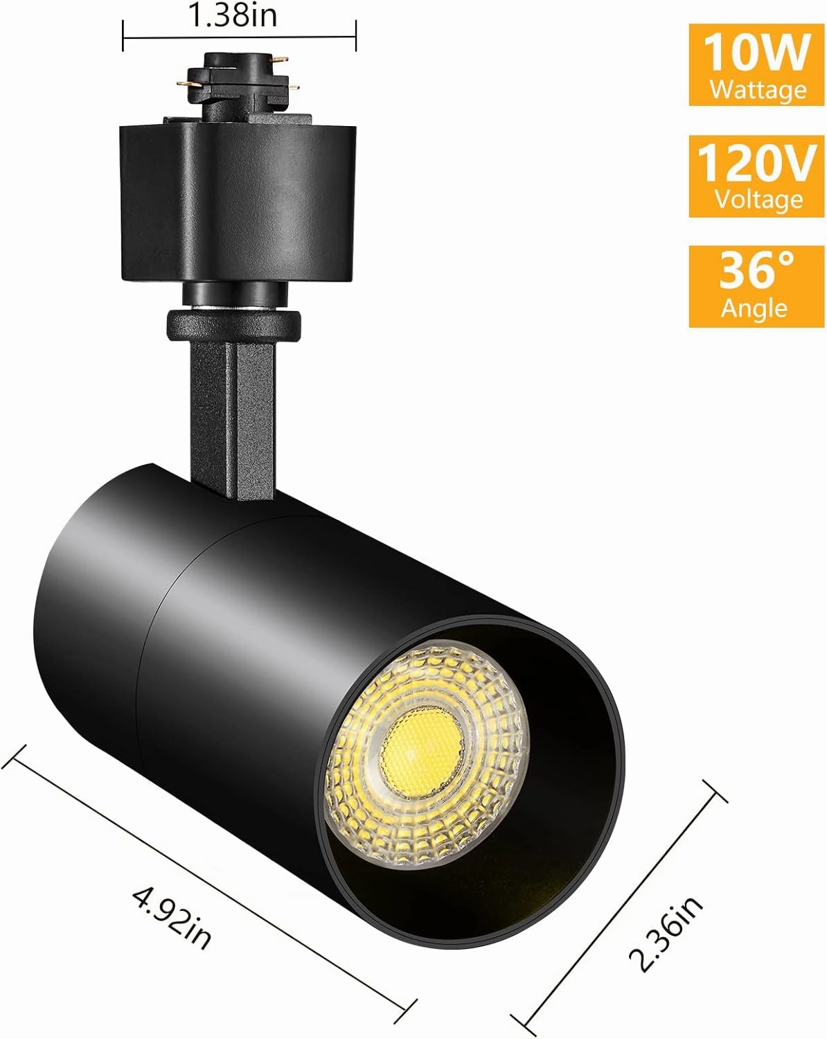 VANoopee 3-Color 10W H Track Lighting Heads Dimmable LED Track Light Heads Bright Rail Ceiling Spotlight Fixtures Accent Task, 3000K 4000K 5000K, Flicker Free CRI90  36° 1000lm, Matte Black, Pack of 8