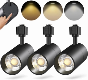 VANoopee 3-Color 20W J Type Track Lighting Heads Dimmable Bright LED Track Lighting Fixtures for Accent Task Ceiling Track Light Pack of 3-3000K 4000K 5000K Flicker Free CRI90  36° 2000lm Black