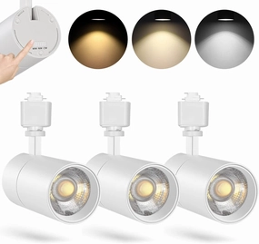 VANoopee 3-Color in 1 20W H Track Lighting Heads Dimmable Flicker Free Bright LED Track Lighting Fixtures for Accent Retail Kitchen Artwork, Linear Track Light H Type - CRI90  36° White - 3 Pack
