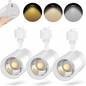 VANoopee 3-Color J Type Track Lighting Heads 20W for Juno Rail - Dimmable Bright LED Track Light Fixtures 3000K 4000K 5000K Ceiling Spotlight for Accent Task, No Flicker CRI90  36° 2000lm White 3 Pack