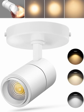 VANoopee 3-Color Zoomable LED Ceiling Spotlight Flush Mount Adjustable Spotlight Directional Dimmable Spot Lights Indoor Bright Accent Fixture for Living Room Bedroom - CRI90 15-55° 20W 2000lm White