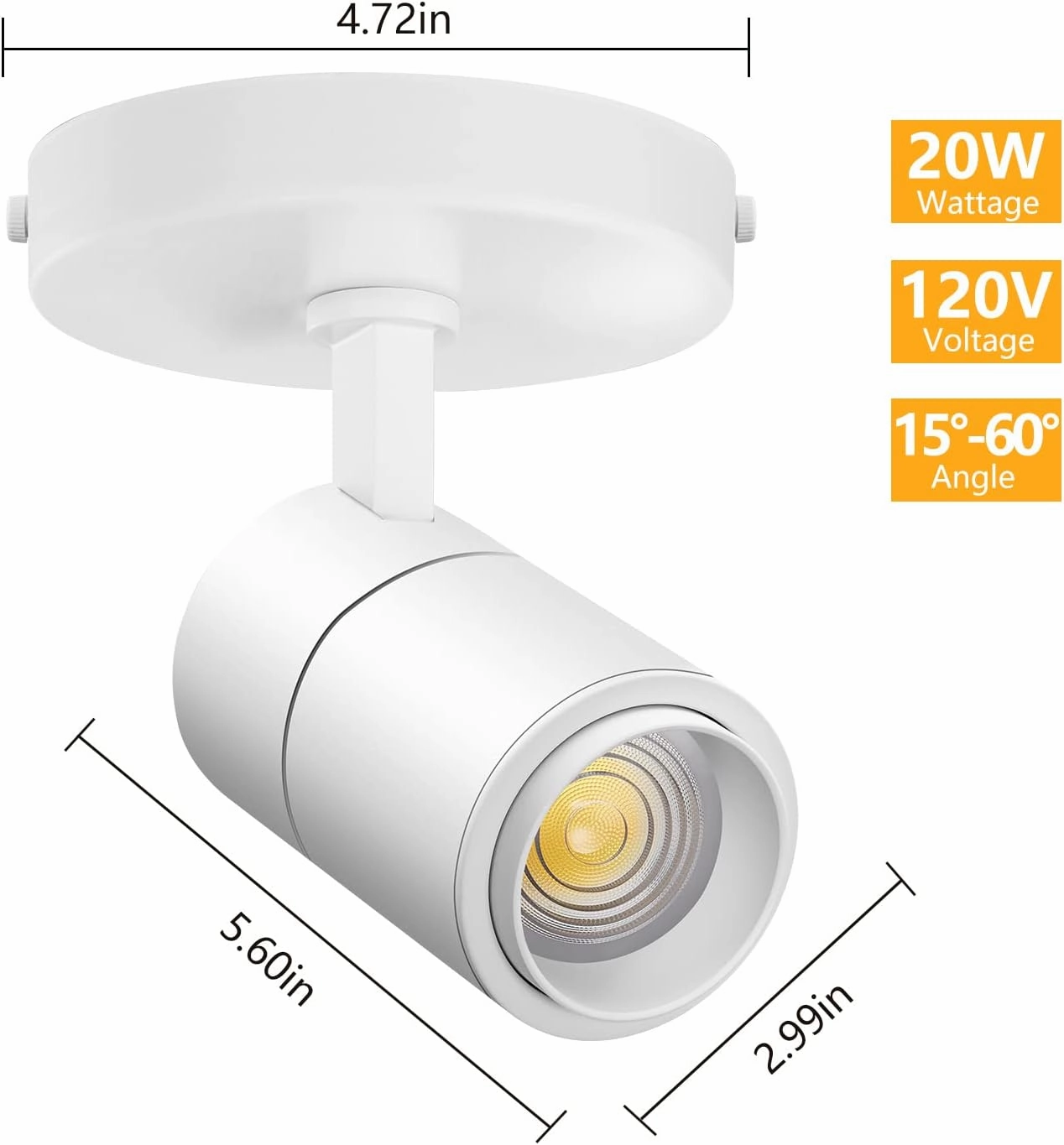 VANoopee 3-Color Zoomable LED Ceiling Spotlight Flush Mount Adjustable Spotlight Directional Dimmable Spot Lights Indoor Bright Accent Fixture for Living Room Bedroom - CRI90 15-55° 20W 2000lm White