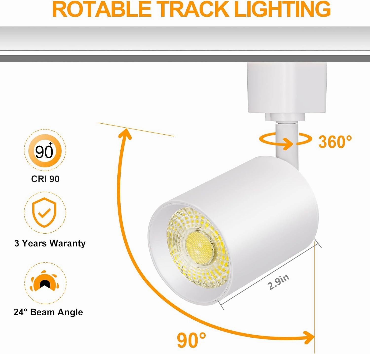 VANoopee 6-Light LED Track Lighting Kit with 6.6FT H Type Track Rails, Dimmable Track Light Heads Bright Ceiling Spotlight Fixture for Kitchen Accent Art, 3000K Warm White, No Flicker 10W 800lm White