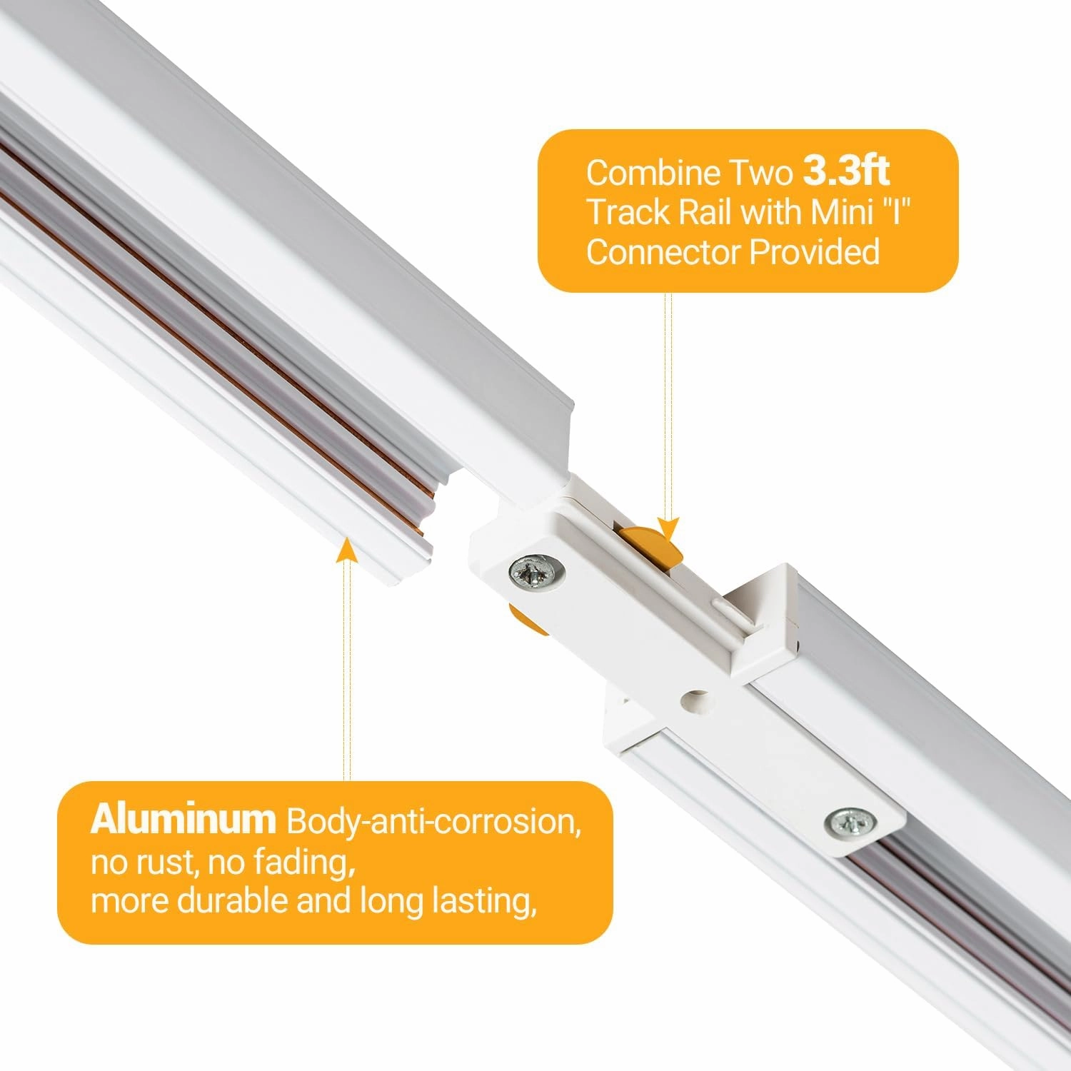 VANoopee 6-Light LED Track Lighting Kit with 6.6FT H Type Track Rails, Dimmable Track Light Heads Bright Ceiling Spotlight Fixture for Kitchen Accent Art, 3000K Warm White, No Flicker 10W 800lm White