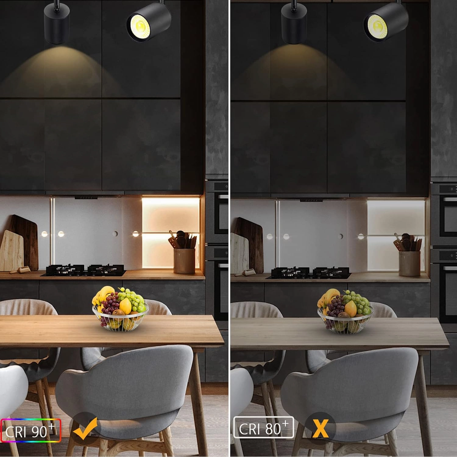 VANoopee Flush Mount LED Ceiling Spotlight Dimmable Adjustable Spotlight Directional Spot Lights Indoor Bright Can Accent Fixture for Living Room - CRI90 Flicker Free 10W 800lm 3000K Black 2 Pack