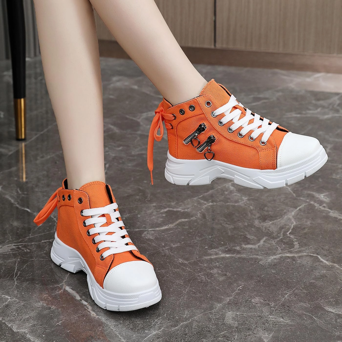 VAXAV Women's Lightweight High Top Platform Canvas Sneakers Breathable Walking Shoes