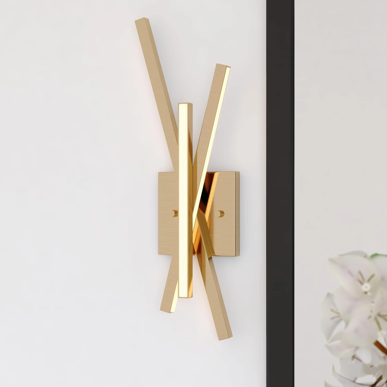 VAXCEL Barcelo 1 Light Integrated LED Gold Contemporary Wall Sconce White Acrylic Diffusor