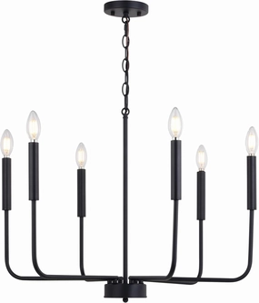 VAXCEL Belden 6 Light Black Contemporary Chandelier Candelabra