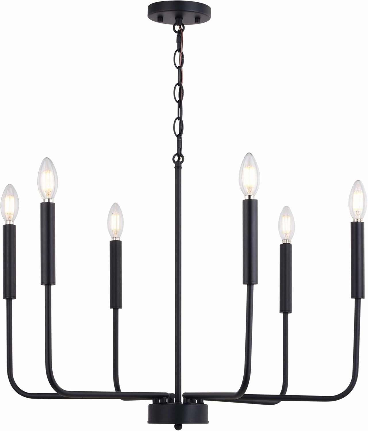 VAXCEL Belden 6 Light Black Contemporary Chandelier Candelabra