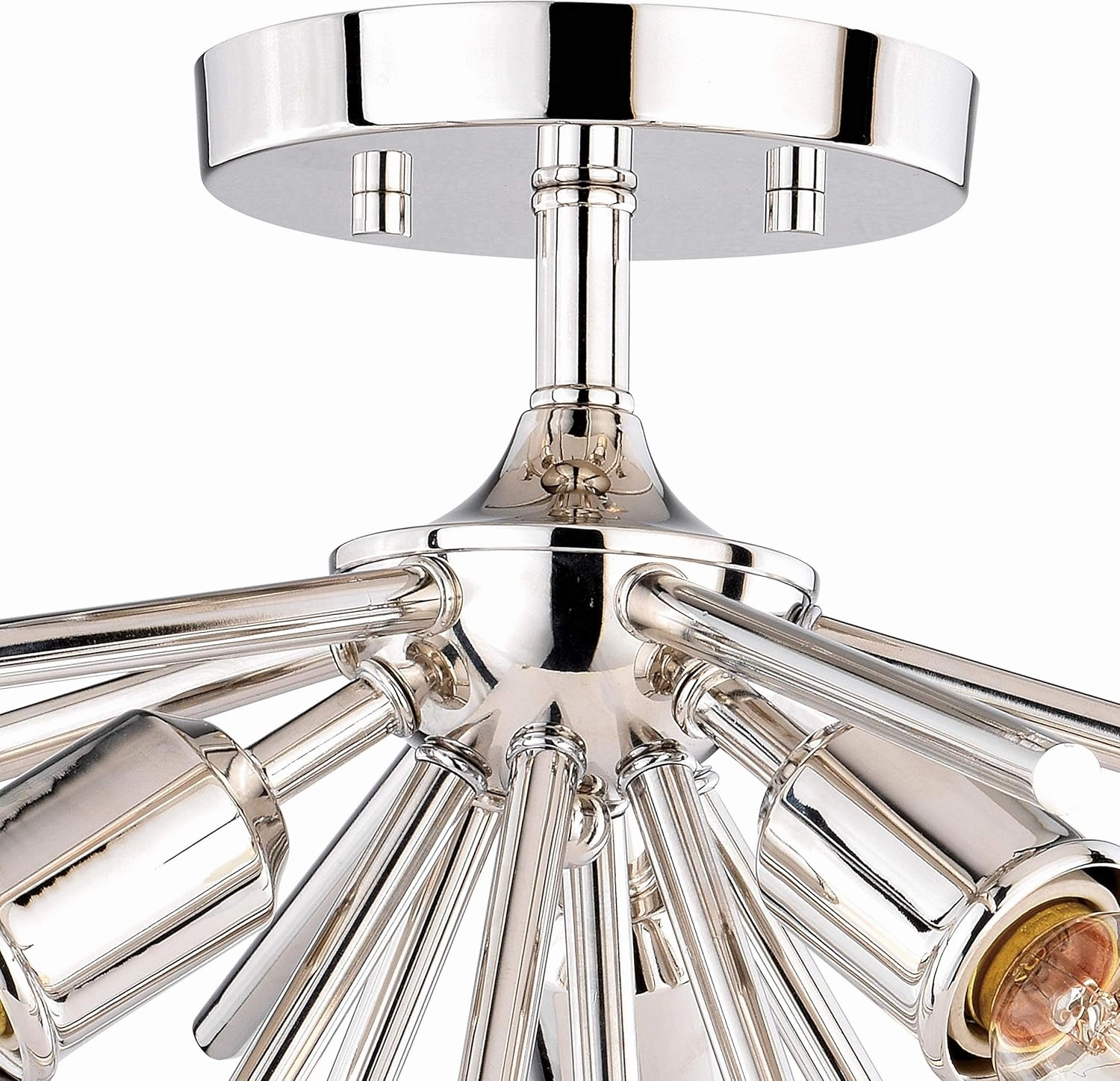 VAXCEL Estelle 17-in W Nickel Mid-Century Modern Sputnik Semi Flush Mount Ceiling Light