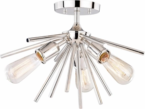 VAXCEL Estelle 17-in W Nickel Mid-Century Modern Sputnik Semi Flush Mount Ceiling Light