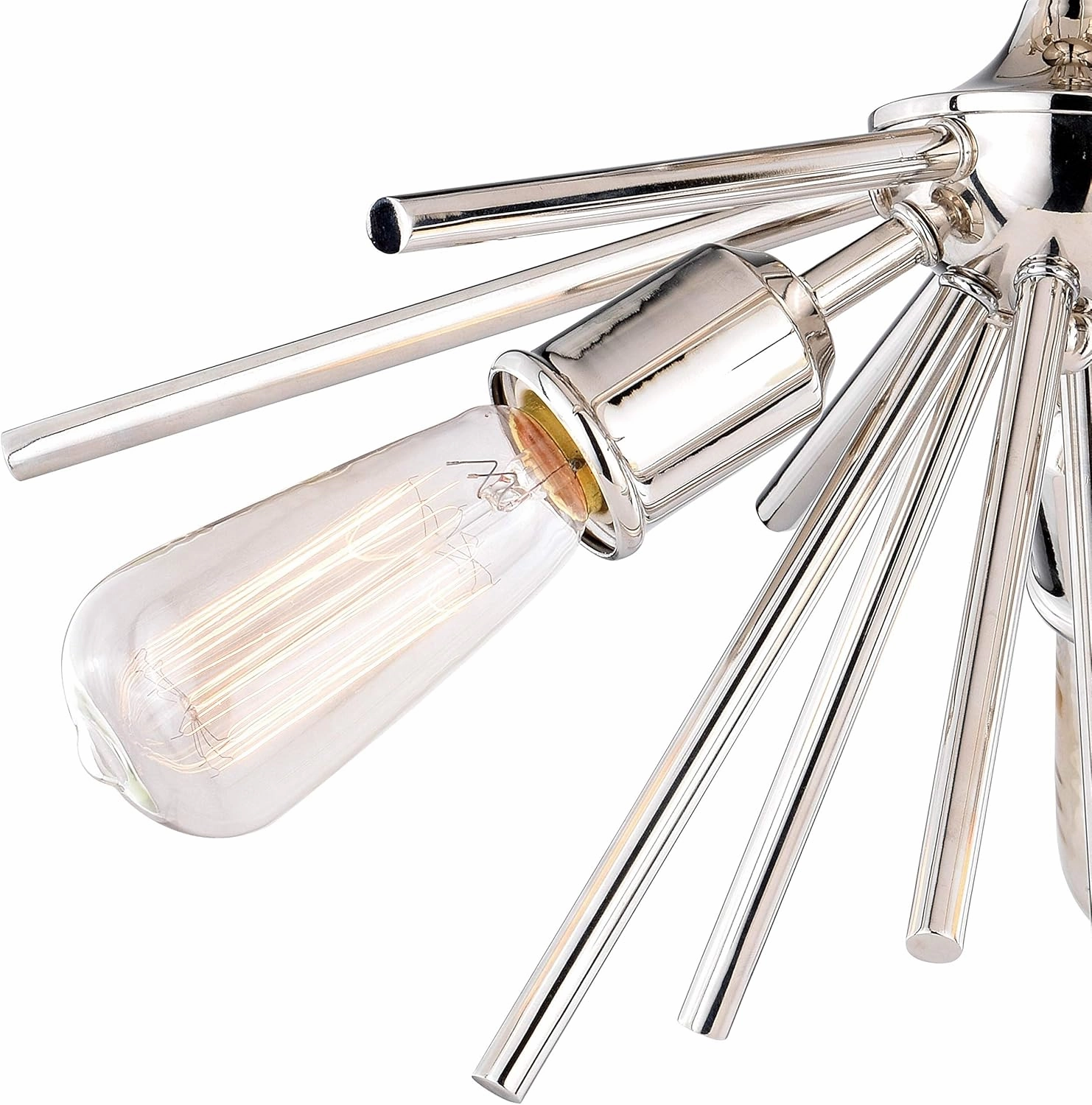 VAXCEL Estelle 17-in W Nickel Mid-Century Modern Sputnik Semi Flush Mount Ceiling Light