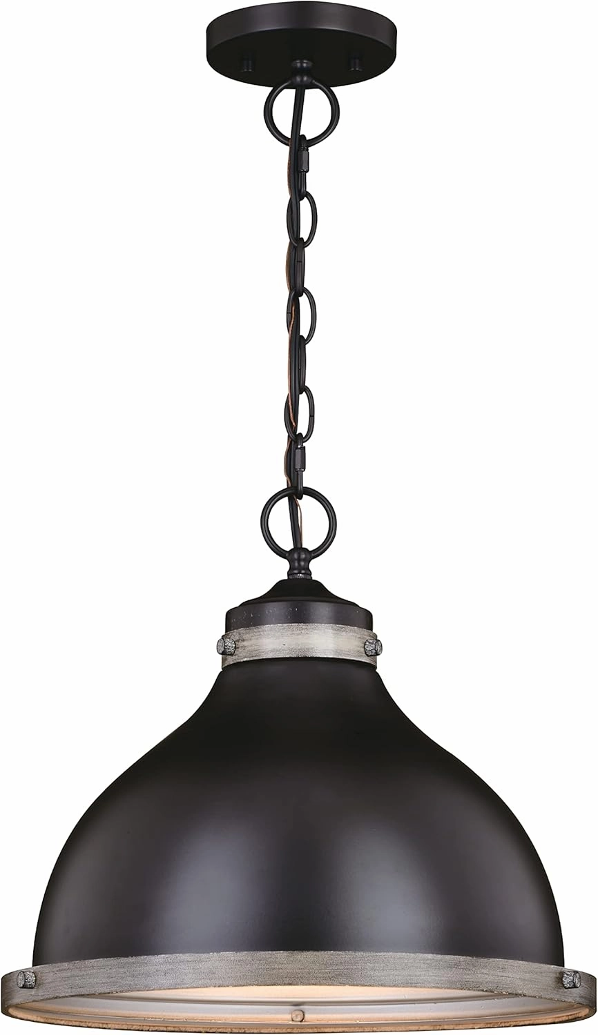 VAXCEL Sheffield 1L 15-in. W Dark Bronze and Gray Farmhouse Dome Pendant Light