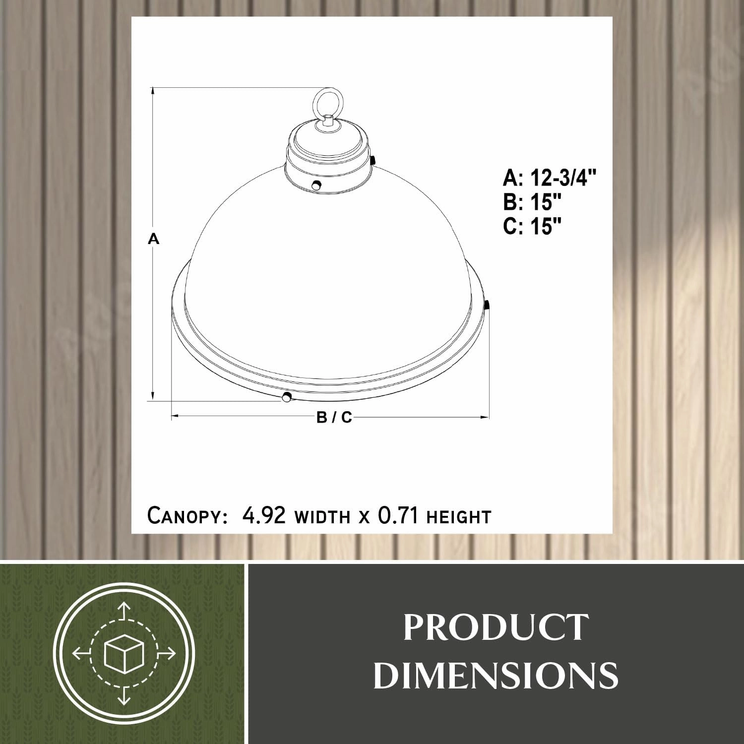 VAXCEL Sheffield 1L 15-in. W Dark Bronze and Gray Farmhouse Dome Pendant Light