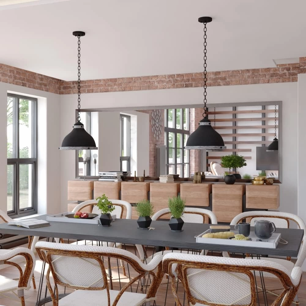 VAXCEL Sheffield 1L 15-in. W Dark Bronze and Gray Farmhouse Dome Pendant Light