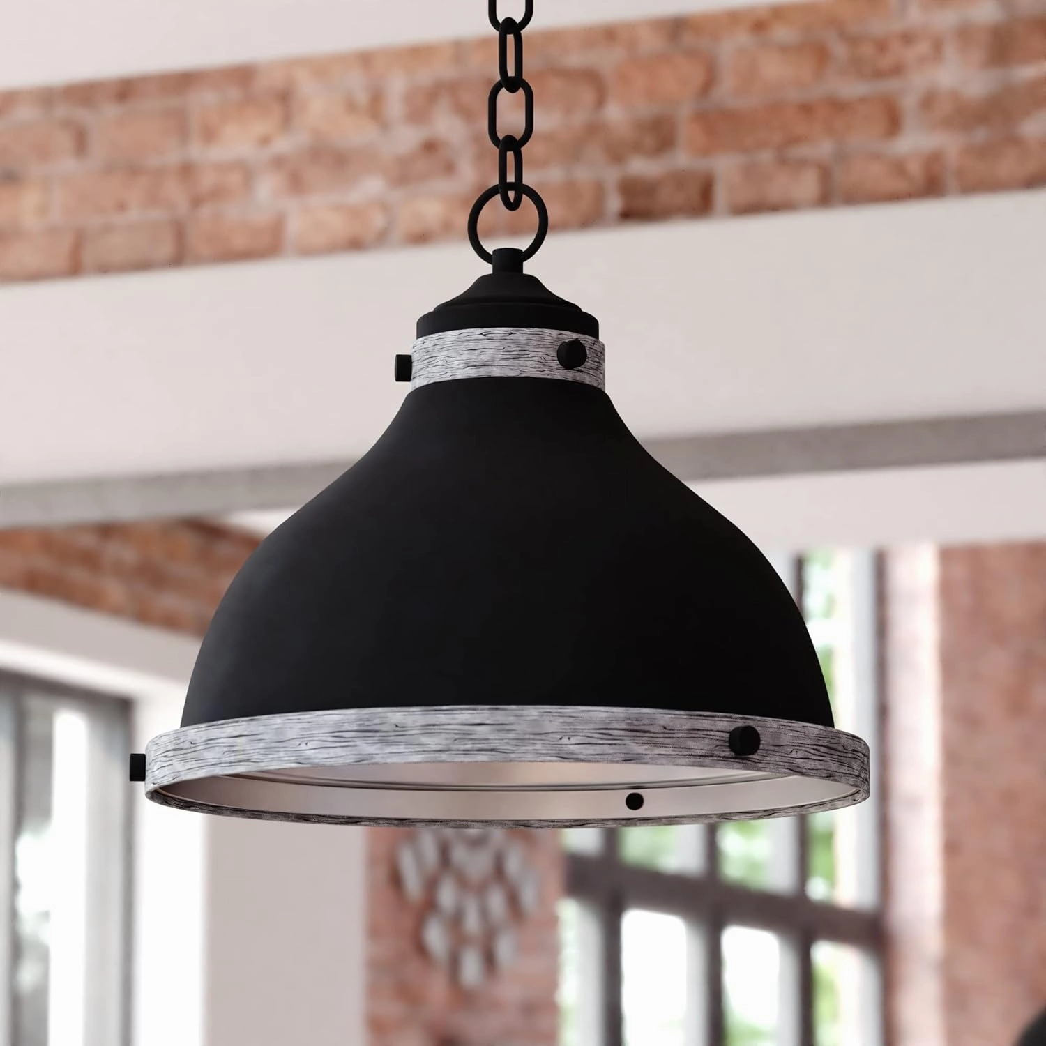 VAXCEL Sheffield 1L 15-in. W Dark Bronze and Gray Farmhouse Dome Pendant Light