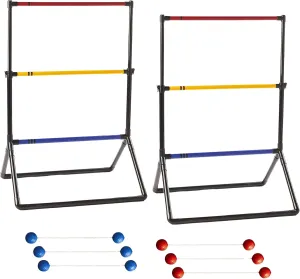 Vibrant Red and Blue Plastic Franklin® Ladderball Game Set - 24" x 36" (1 Set) - Ideal for Beach and Backyard Fun, Ages