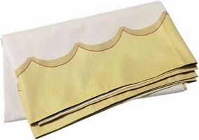 Vietri Tavola Scalloped Tablecloth Stylish Polyester Rectangular Dining Table Cover for Home Decor - 12 x 63 Inch Yellow