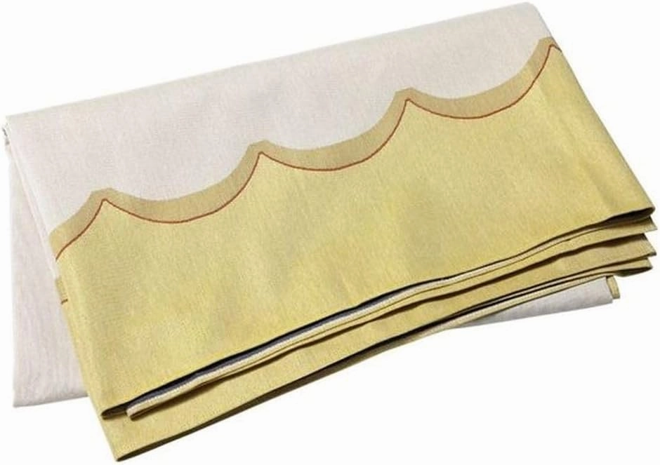 Vietri Tavola Scalloped Tablecloth Stylish Polyester Rectangular Dining Table Cover for Home Decor - 12 x 63 Inch Yellow