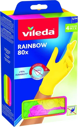 Vileda Multi-Purpose Gloves Rainbow, Nitrile, Multicoloured, 80 Pieces, S/M