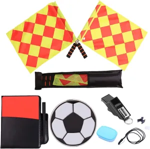VolksRose Football Referee Card Set, Sport Warning Referee Red Yellow Cards, Sports Referee Kit Bag Red Yellow Cards with Wallet Score Sheets Pencil for Football Soccer Basketball Match School