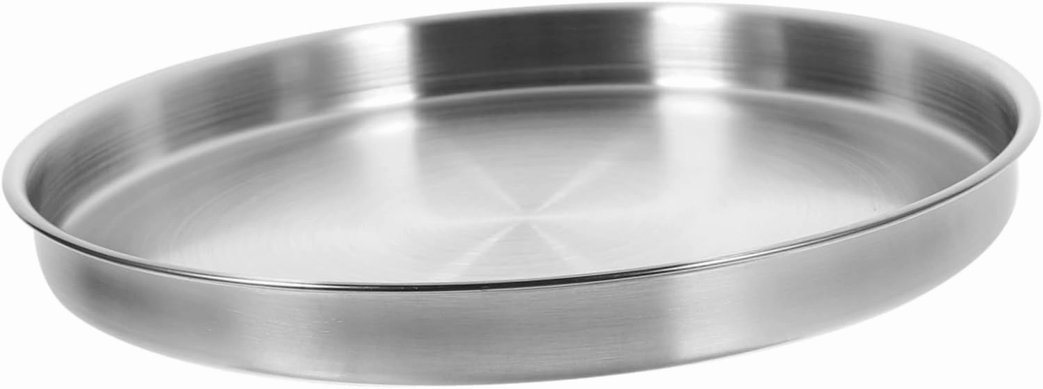 Wakauto Stainless Steel Plate Large Round Serving Tray Camping Plate Easy to Clean Kitchen Serving Dish