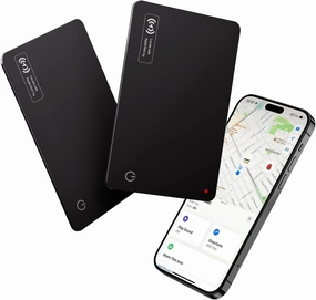Wallet Tracker Card, Ultra-Slim Wallet Card with Apple Find My (iOS Only), Rechargeable Wallet Finder Smart Card Tracker Item Locator for Luggage, ID/Credit Card, Passport (Black, 2 Pack)