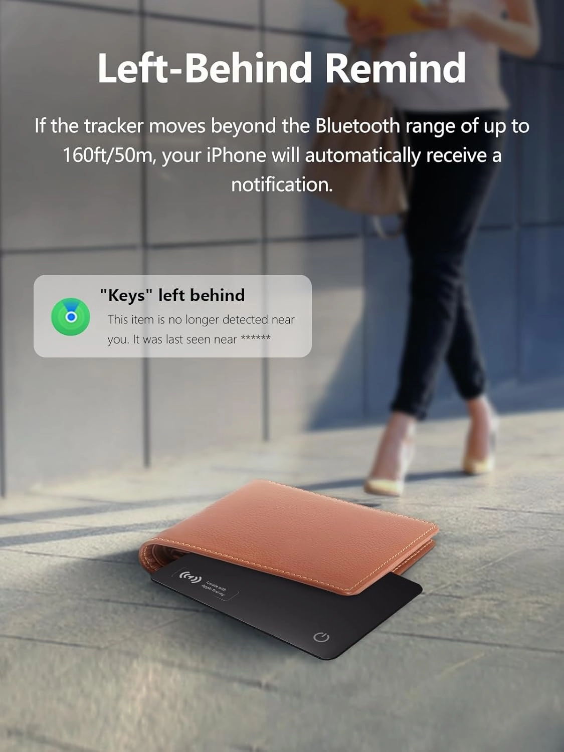 Wallet Tracker Card, Ultra-Slim Wallet Card with Apple Find My (iOS Only), Rechargeable Wallet Finder Smart Card Tracker Item Locator for Luggage, ID/Credit Card, Passport (Black, 2 Pack)