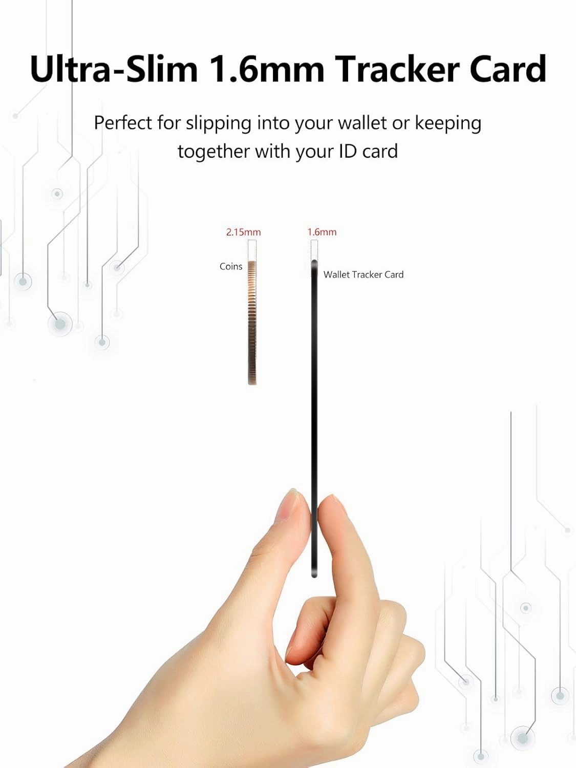 Wallet Tracker Card, Ultra-Slim Wallet Card with Apple Find My (iOS Only), Rechargeable Wallet Finder Smart Card Tracker Item Locator for Luggage, ID/Credit Card, Passport (Black, 2 Pack)