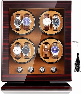 Watch Winder Watch Boxes for 8 Automatic Watches, Adjustable Watch Pads for Universal Built-in LED Lighting, Ultra-Silence