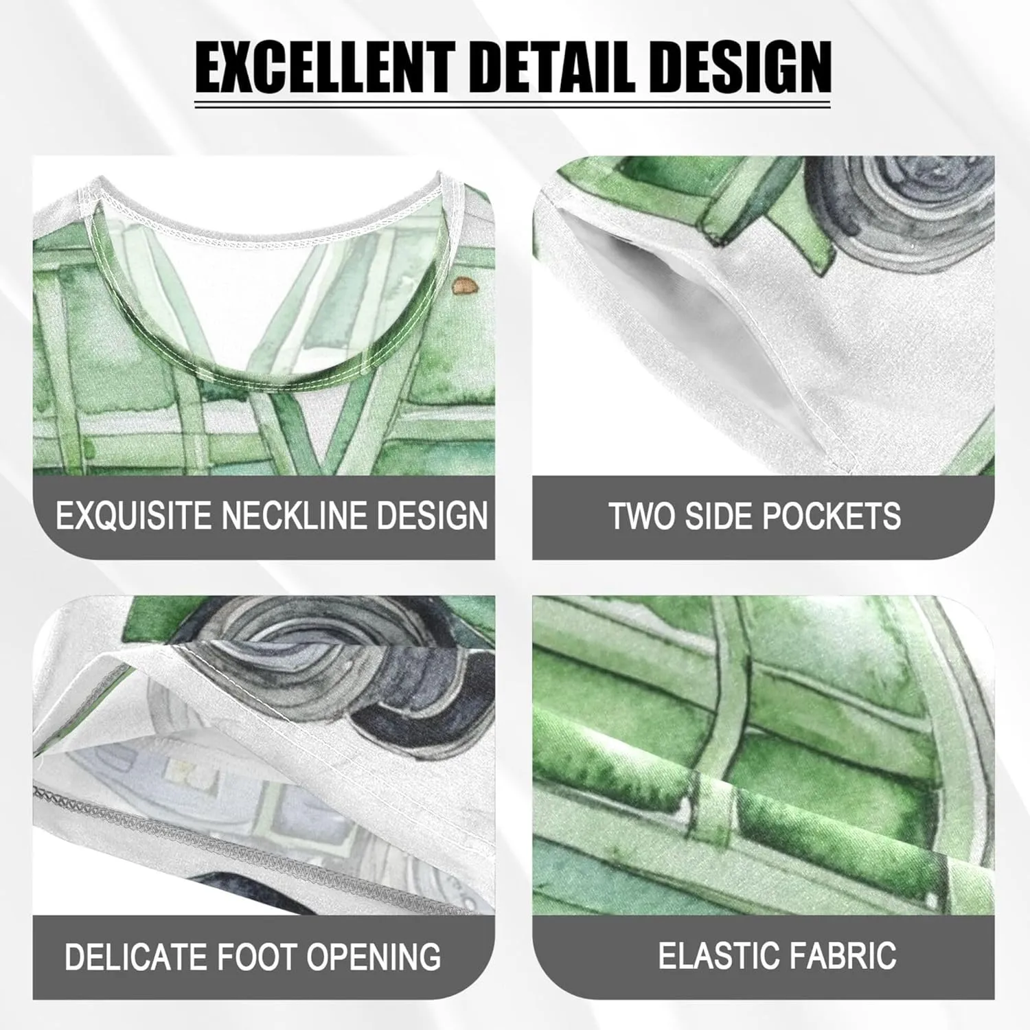 Watercolor Garbage Truck Summer Pajamas Short Set 2 Piece Sleepwear