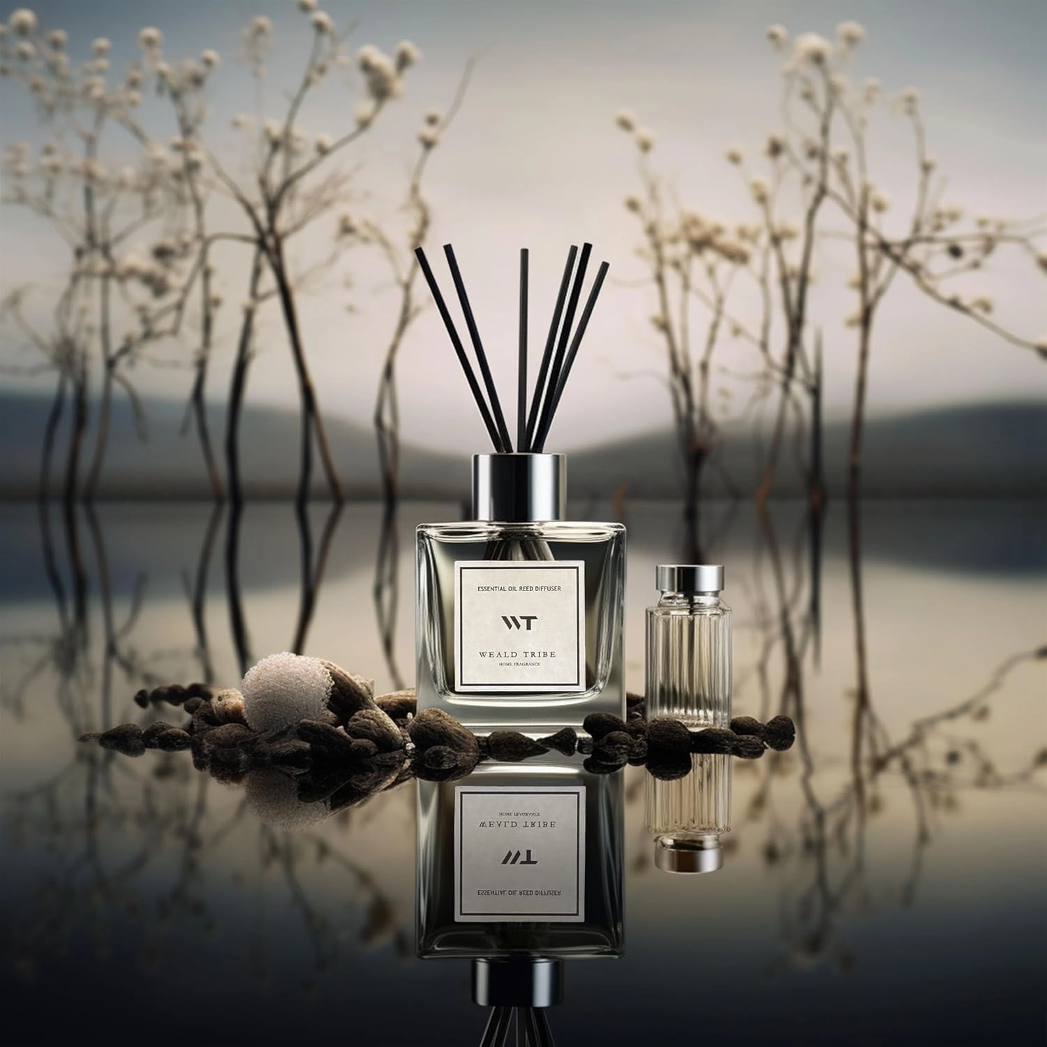 WEALD TRIBE Lavender & Cedar Scent Reed Diffuser Set for Bathroom Decor Air Fresheners, Oil Diffuser Stick | 5.1 fl oz Home Fragrance with Sticks Defusers | House Bedroom Office Shelf Decor