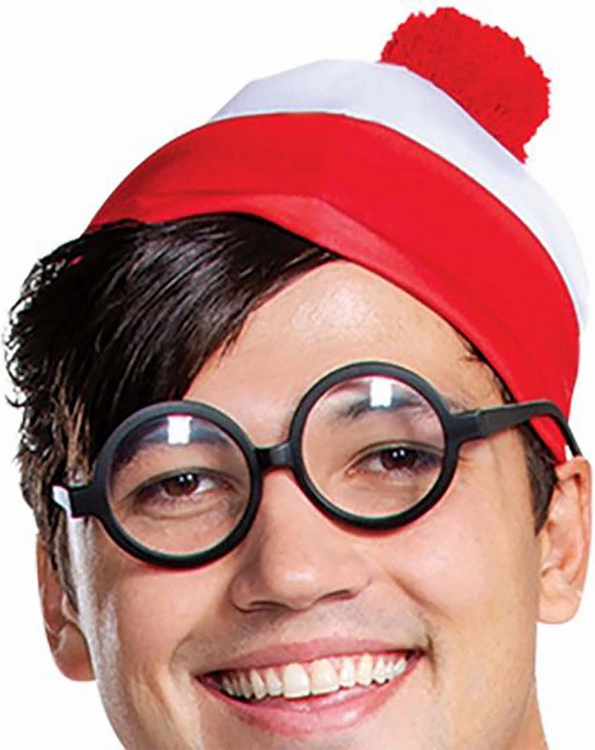 Wheres Waldo Halloween Costume, Official Adult Waldo Costume Set with Shirt and Cap with Glasses Outfit