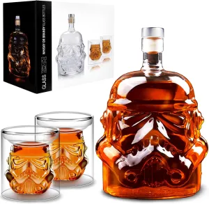 Whiskey Decanter with 2 Glasses, Whiskey Decanter Set, Father's Day Gifts, Husband Or Dad Birthday Gift, Whiskey Carafe for Wine, Liquor, Scotch, Bourbon, Brandy - 750ML