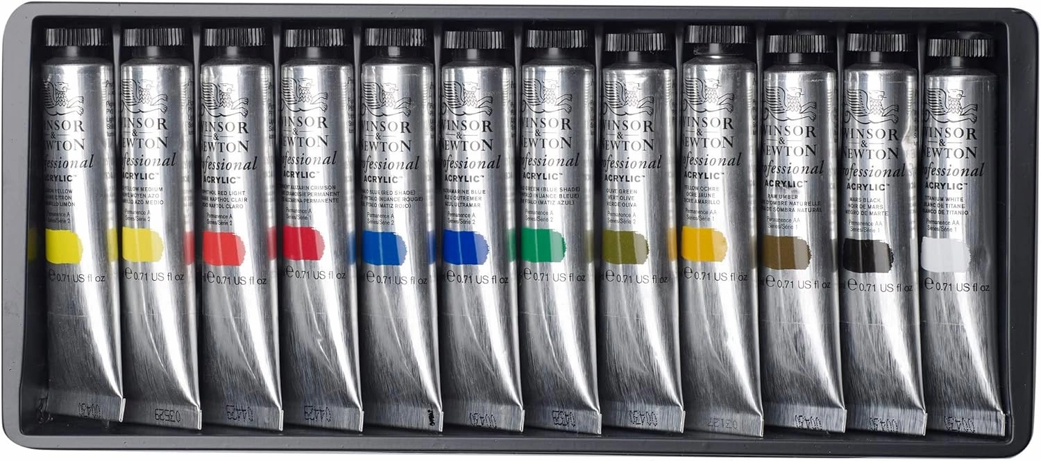 Winsor & Newton Artists' Acrylic Color 12-Tube Set, 20ml