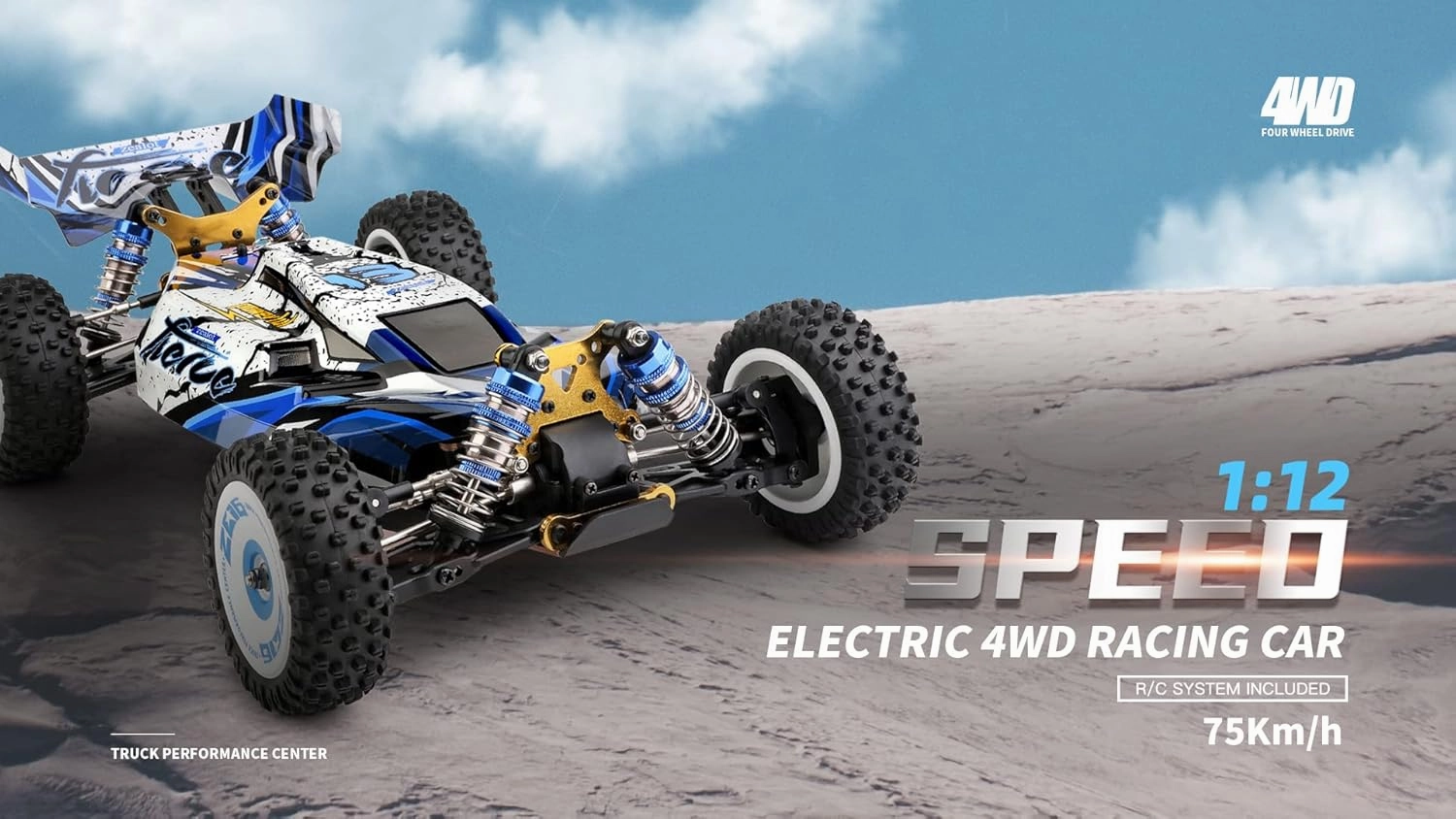 WLtoys High-Speed RC Car 124017 V2 1/12 4WD 75km/h High-Speed Brushless Motor Off-Road Remote Control Drift Climbing RC Racing Car Adults,Kids Toys (124017 2200 3000)