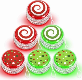 Woanger 24 Pcs LED Yoyo Bulk Light up Responsive Balls Novelty Plastic Rainbow Yoyo with Light for Adults Beginner Birthday End of The Year Party Favors