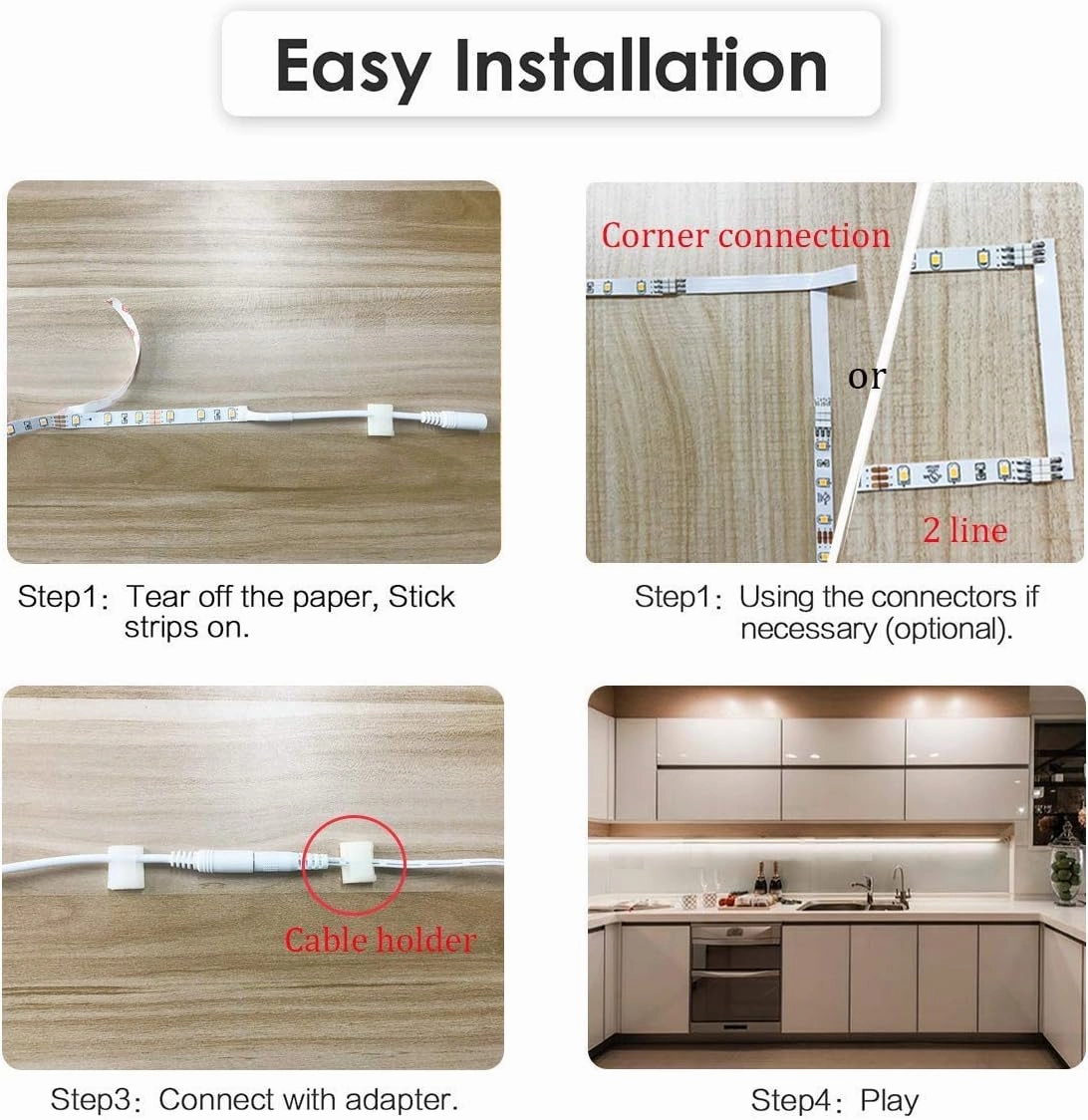 WOBANE Under Counter Light, Dimmable LED Under Cabinet Lighting, 6 PCS LED Strip Light Bars with Remote Control for Kitchen,Shelf,Pantry,Showcase,Desk,Cupboard 6000K White, Timing, 16W 1500LM,9.8 ft