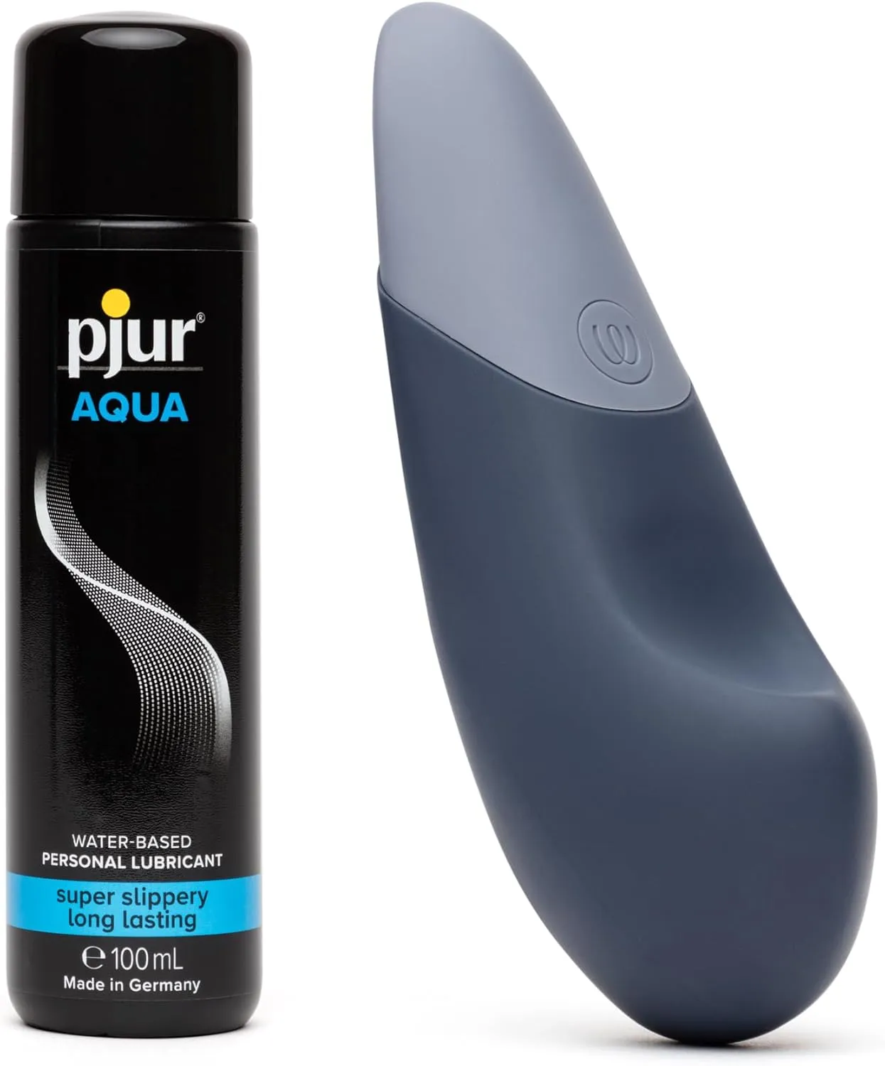 Womanizer Vibe Blue Ultrawave Clit Stimulator Lay On Vibrator & Pjur Aqua Water Based Personal Lubricant 3.4 fl oz - Female Sex Toys Bundle