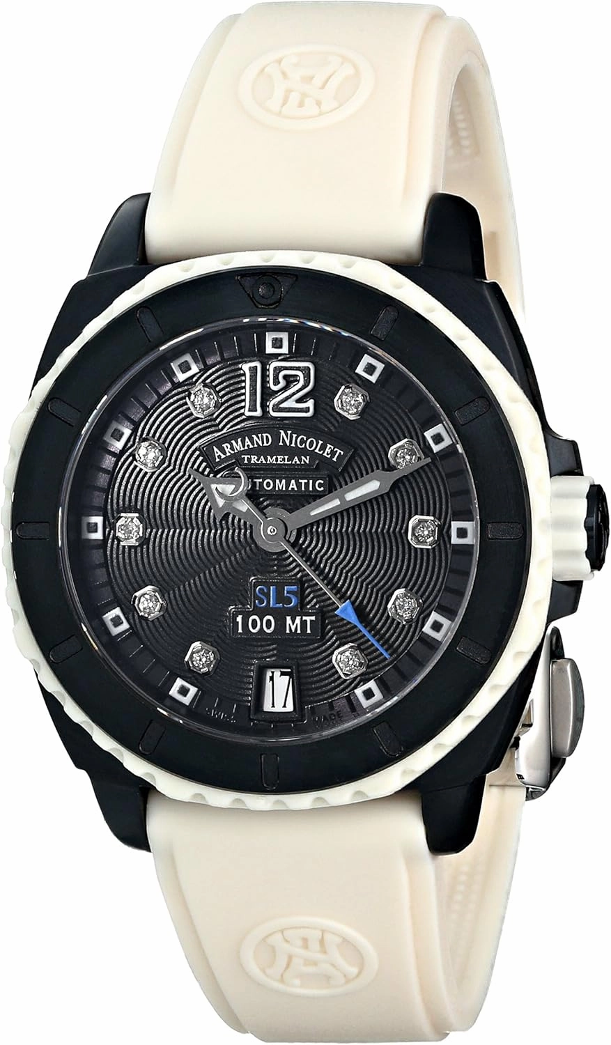 Women's 9613N-GR-G9615B SL5 Sporty Automatic D.L.C. Black Stainless Steel with Diamonds Watch