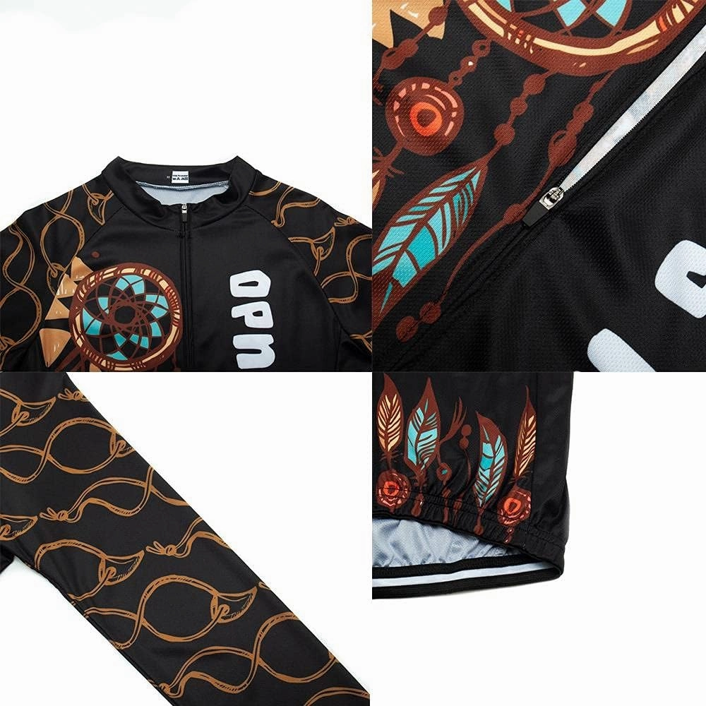 Women's Cycling Jersey Set Bike Shirt Long Sleeve Cycling Clothing Bicycle Bib Pants with Gel Padded