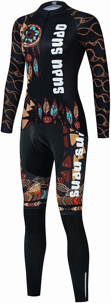 Women's Cycling Jersey Set Bike Shirt Long Sleeve Cycling Clothing Bicycle Bib Pants with Gel Padded
