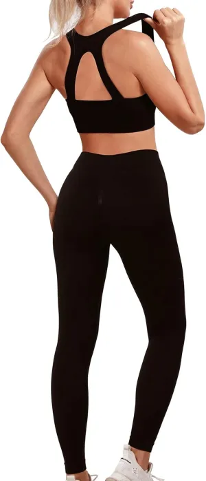 Women’s Yoga Outfits 2 piece Set Workout Tracksuits Sports Bra High Waist Legging Active Wear Athletic Clothing Set