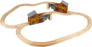 Wooden Puzzle Train Tracks Set Children Educational Toy Preschool Learning Toy Montessori Toy for Boys Girls Kindergarten, Cover Bridge Track