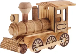 Wooden Steam Train Figurine: Retro Locomotive Ornament, Steampunk Statue, Train Decorations Ideal for Home Office Decor and Boys Room, Crafted from Engineering Wood,7.28 X 4.92 X 2.95 Inch