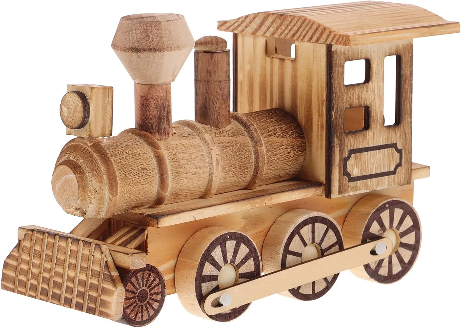 Wooden Steam Train Figurine: Retro Locomotive Ornament, Steampunk Statue, Train Decorations Ideal for Home Office Decor and Boys Room, Crafted from Engineering Wood,7.28 X 4.92 X 2.95 Inch