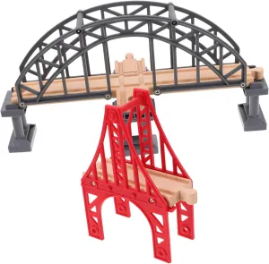 Wooden Train Track Bridge Toy Train Bridge Accessories 2pcs Set Safe Fun